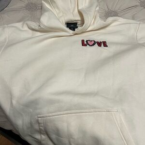 Keith Haring H&M Cream Hoodie with Love Embroidery